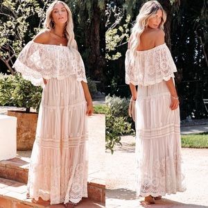 NWOT Vici Flower Child Lace off-the-shoulder dress, Medium